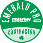 Emerald Pro Malarkey Roofing Products Contractor Logo.